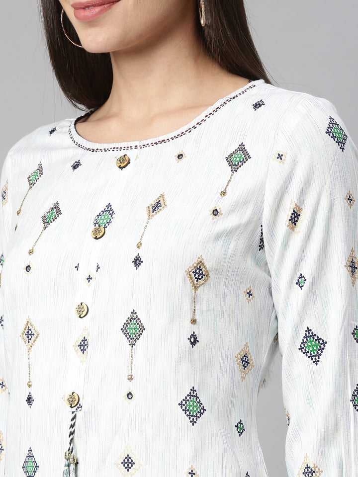 Neerus Blue Color Slub Rayon Fabric Kurta