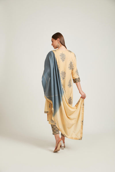 Neeru's Yellow Color Slub Rayon Fabric Salwar Kameez