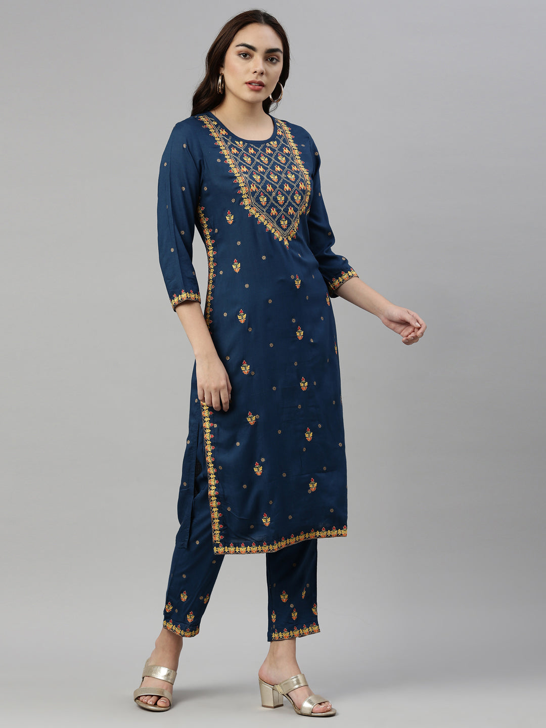 Neeru's Blue Color Rayon Fabric Kurta