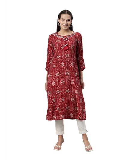Neeru's Maroon Color Rayon Fabric Kurta