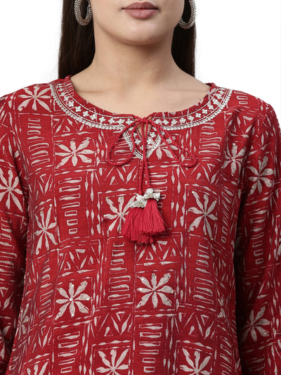 Neeru's Maroon Color Rayon Fabric Kurta