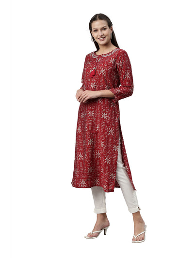 Neeru's Maroon Color Rayon Fabric Kurta