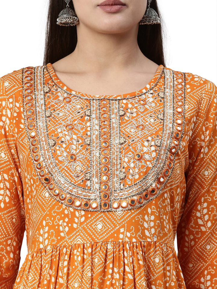 Neerus Mustard Color Rayon Fabric Kurta