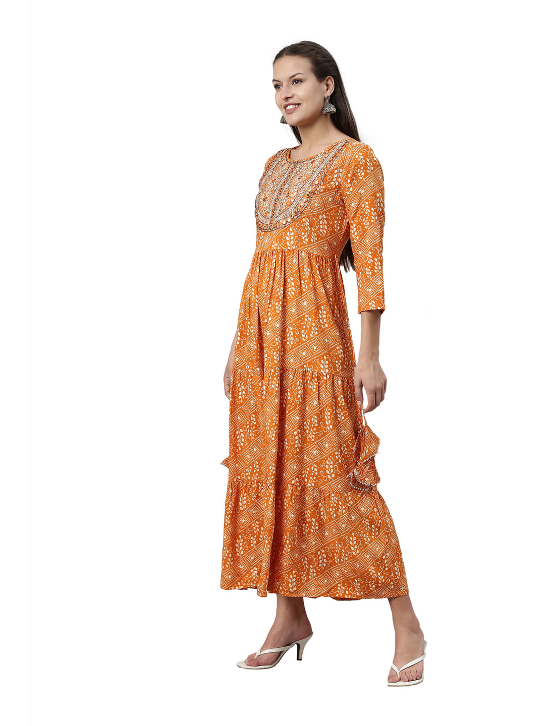 Neerus Mustard Color Rayon Fabric Kurta