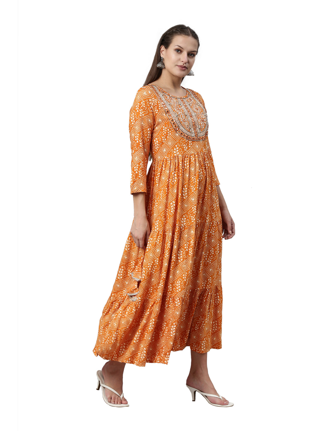 Neerus Mustard Color Rayon Fabric Kurta