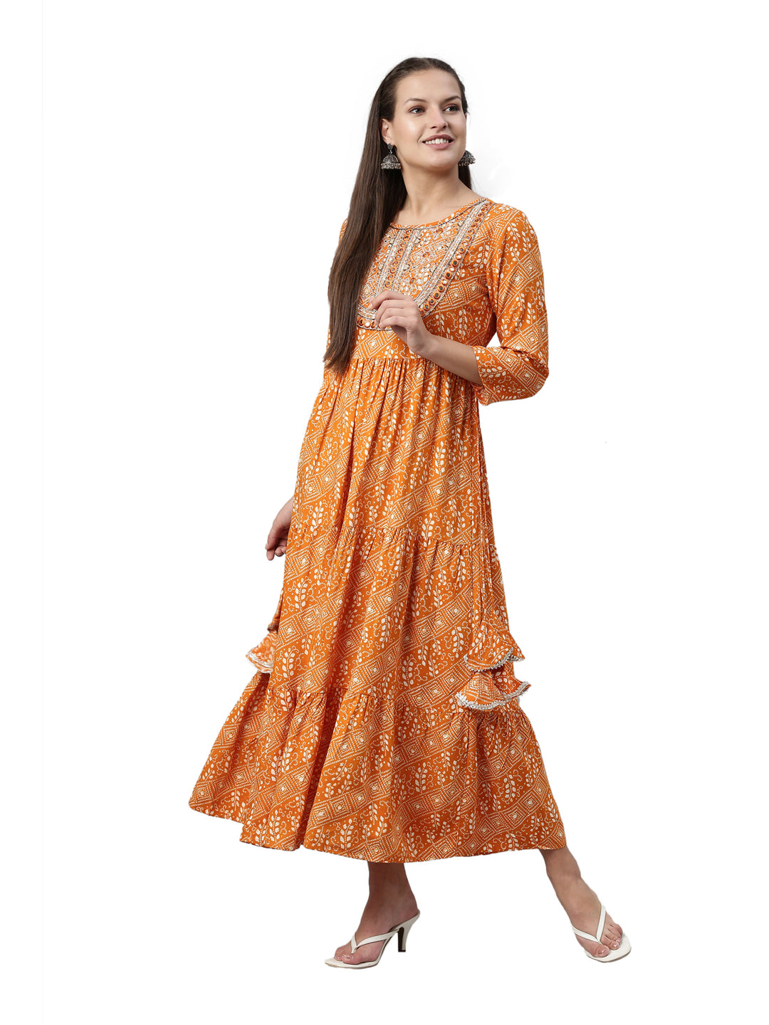 Neerus Mustard Color Rayon Fabric Kurta