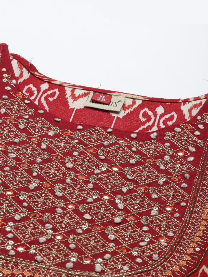 Neerus Maroon Color Rayon Fabric Kurta