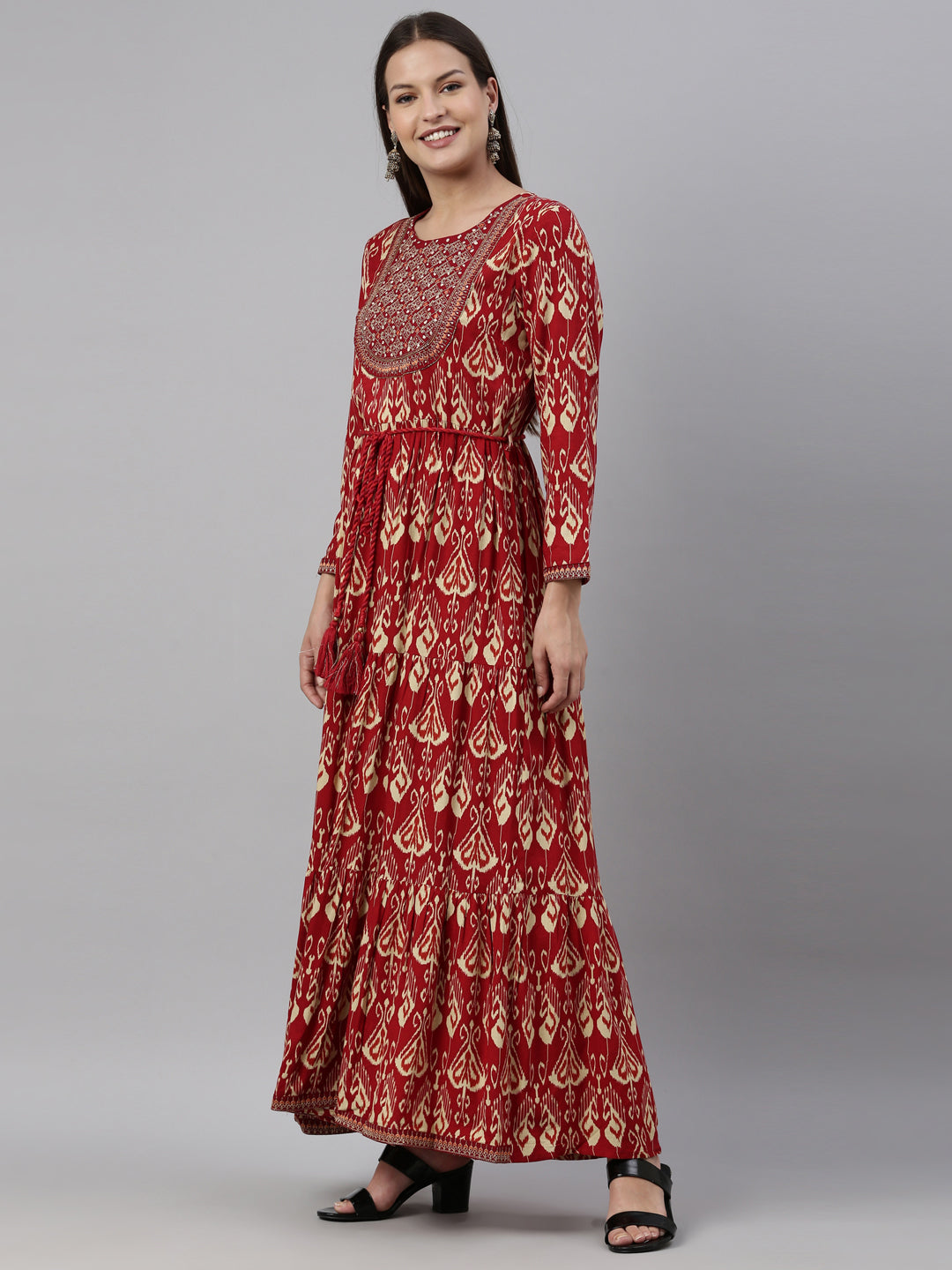 Neerus Maroon Color Rayon Fabric Kurta