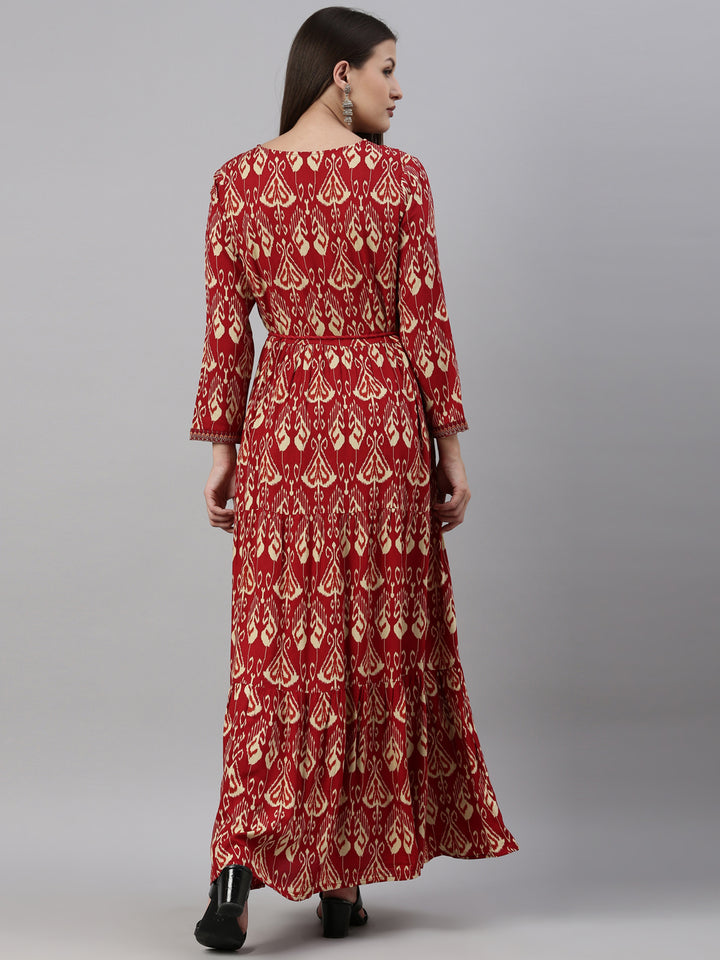 Neerus Maroon Color Rayon Fabric Kurta