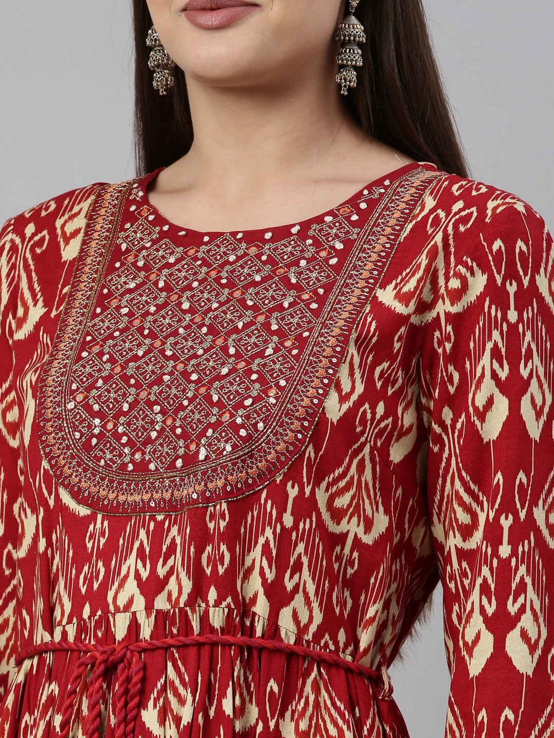 Neerus Maroon Color Rayon Fabric Kurta