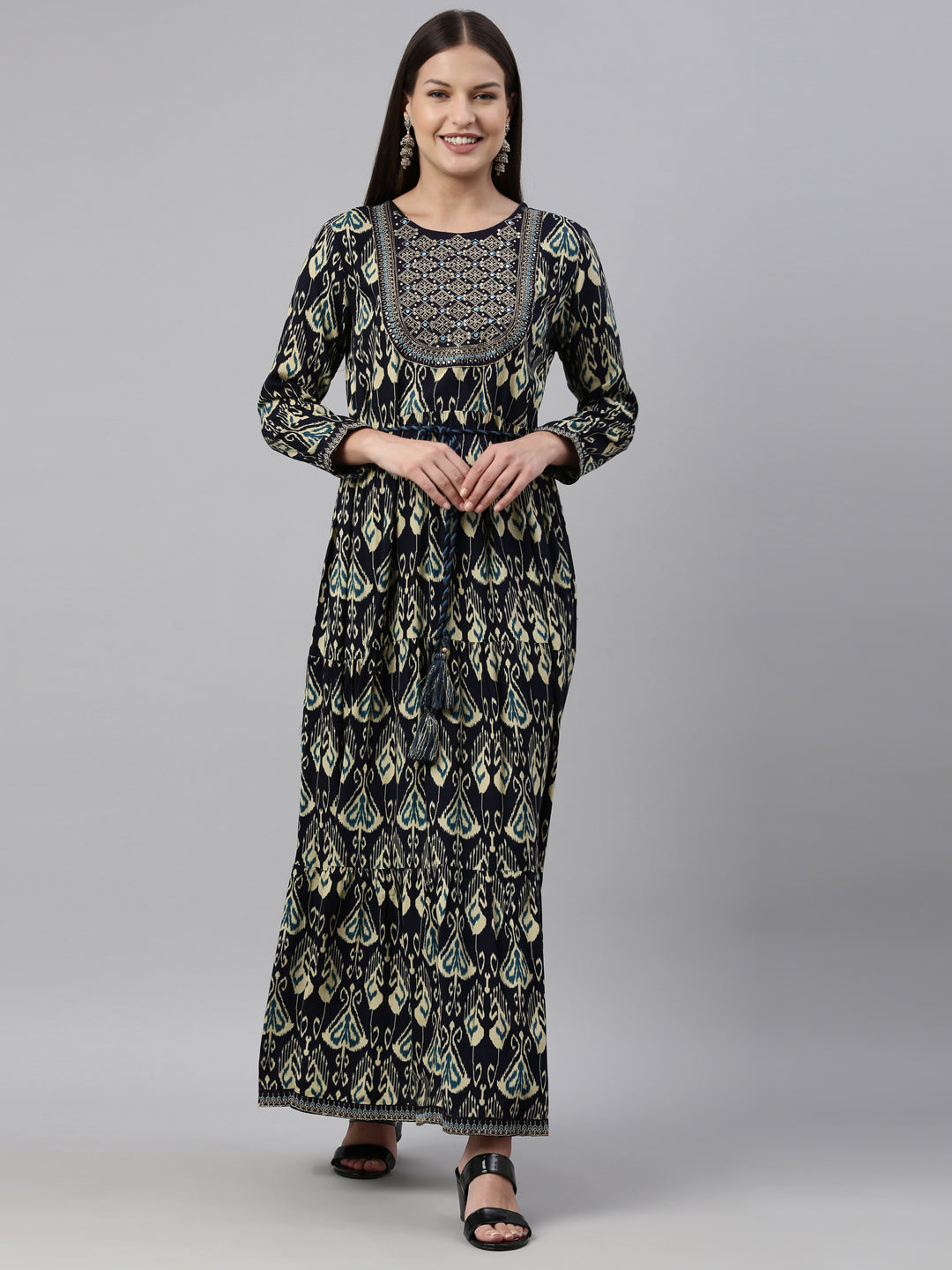 Neerus Navy Blue Color Rayon Fabric Kurta