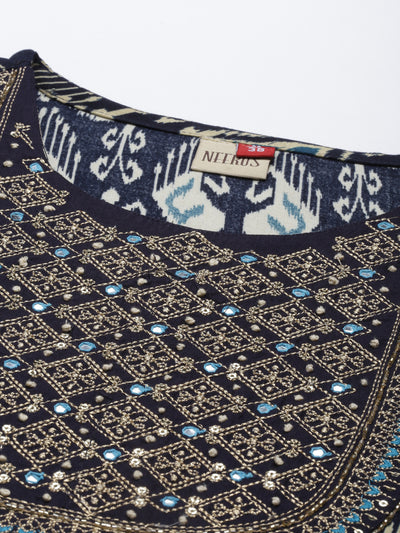 Neeru'S Navy Blue Color Rayon Fabric Kurta