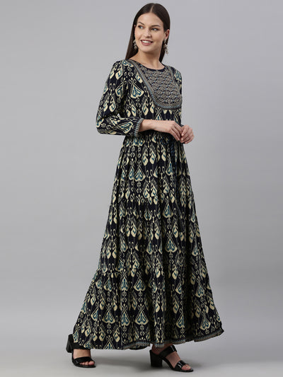 Neeru'S Navy Blue Color Rayon Fabric Kurta