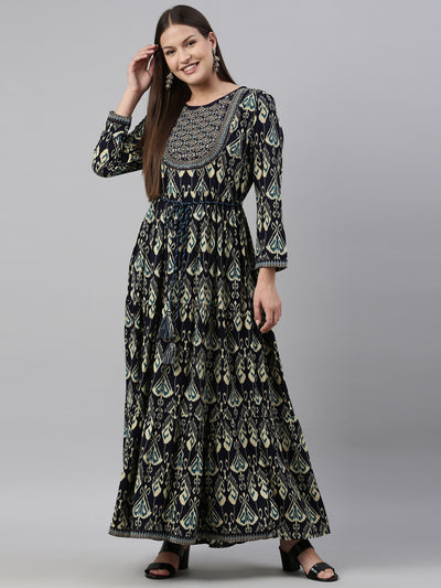 Neeru'S Navy Blue Color Rayon Fabric Kurta