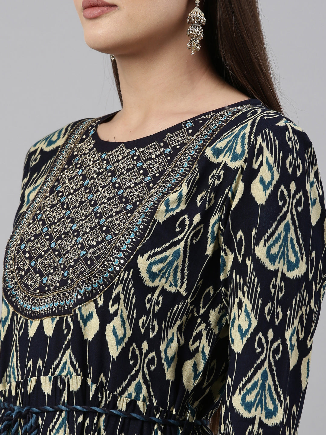 Neerus Navy Blue Color Rayon Fabric Kurta