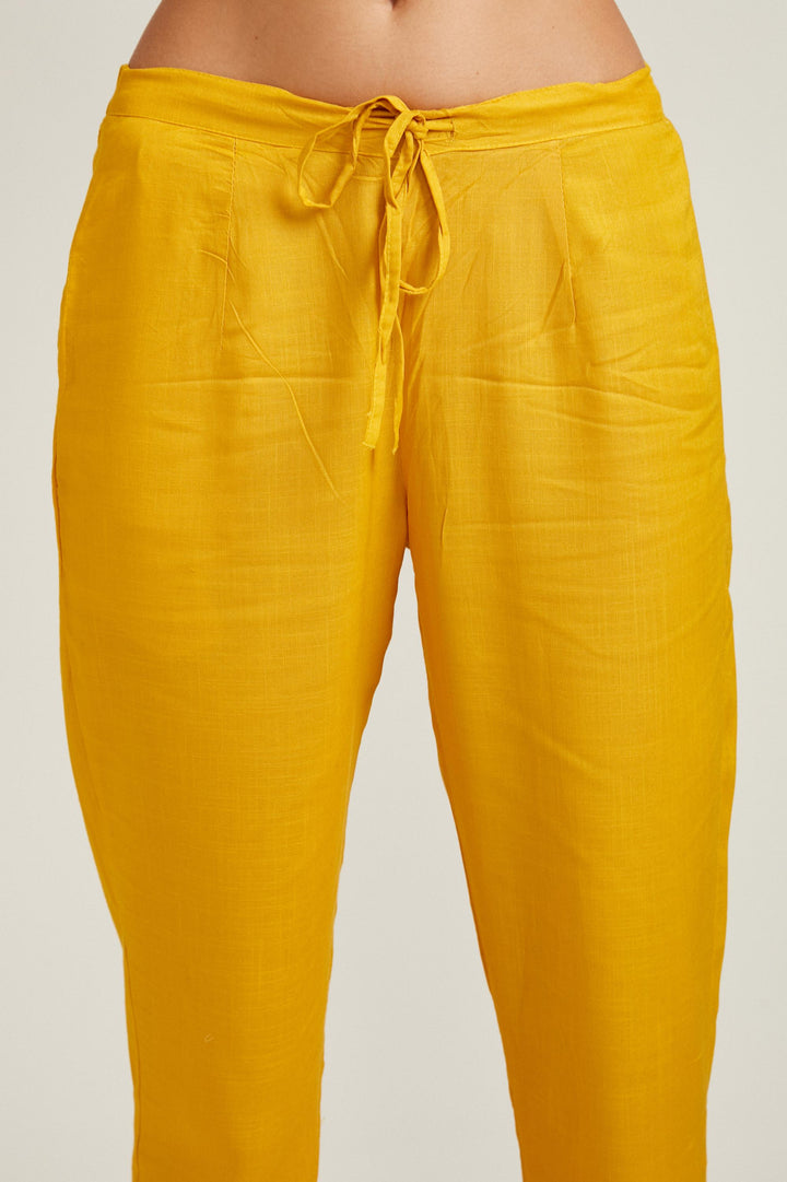 Neerus Mustard Color Slub Rayon Fabric Salwar Kameez