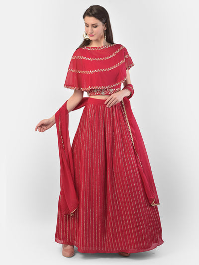 Neeru'S Rani Color, Georgette Fabric Ghagra Set