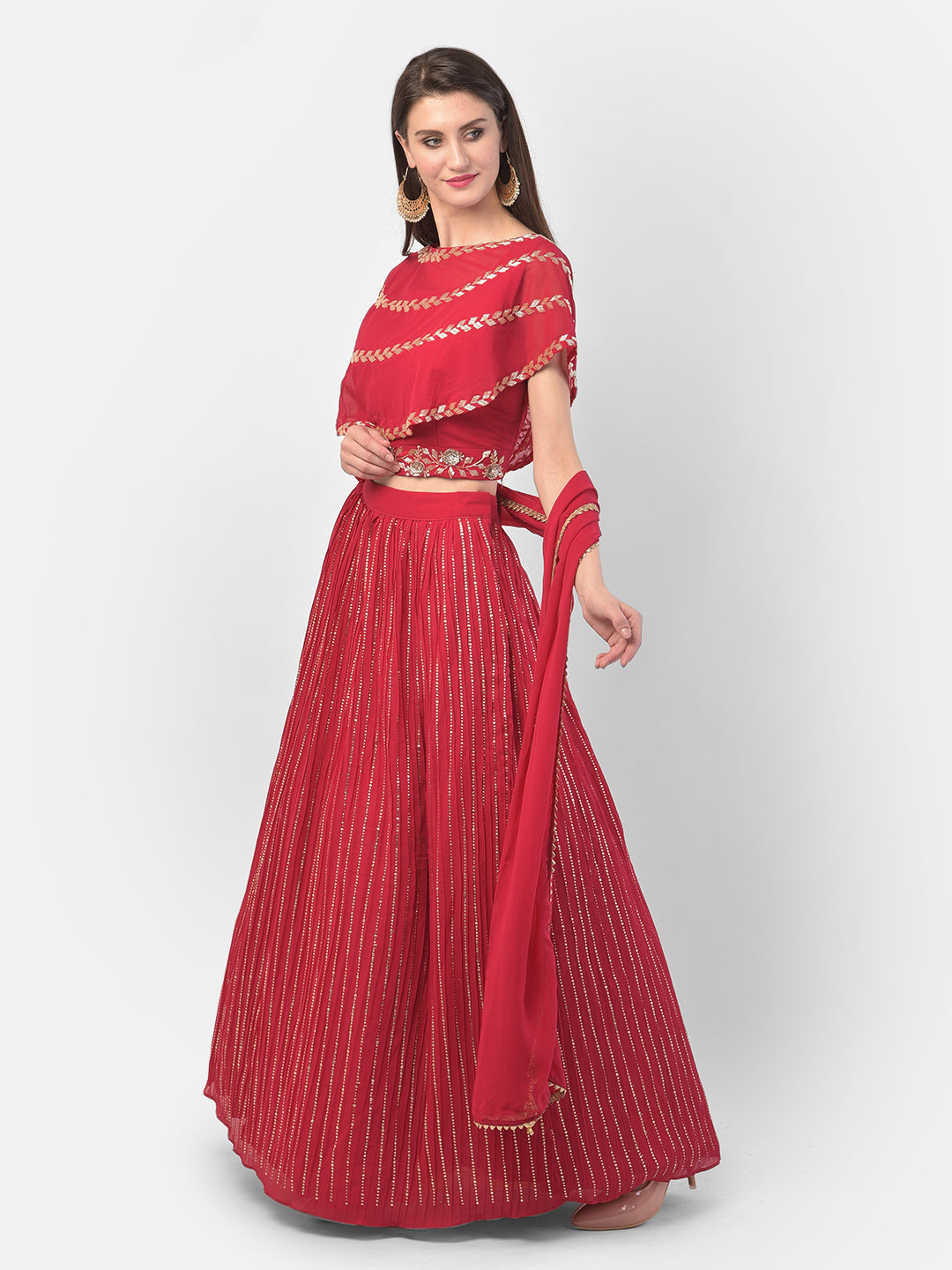 Neerus Rani Color Georgette Fabric Ghagra Set