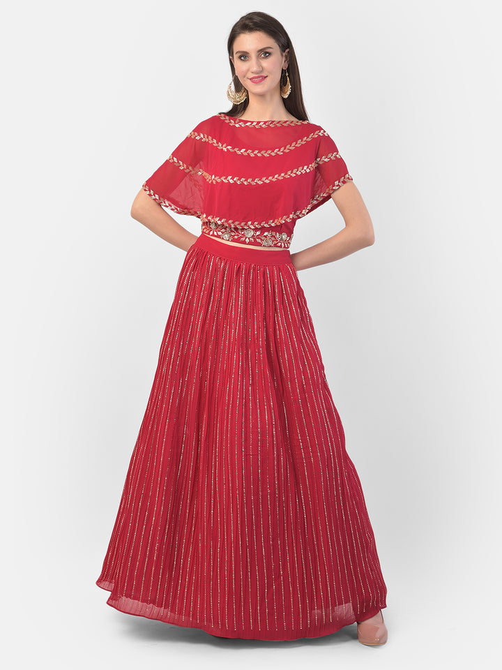 Neerus Rani Color Georgette Fabric Ghagra Set