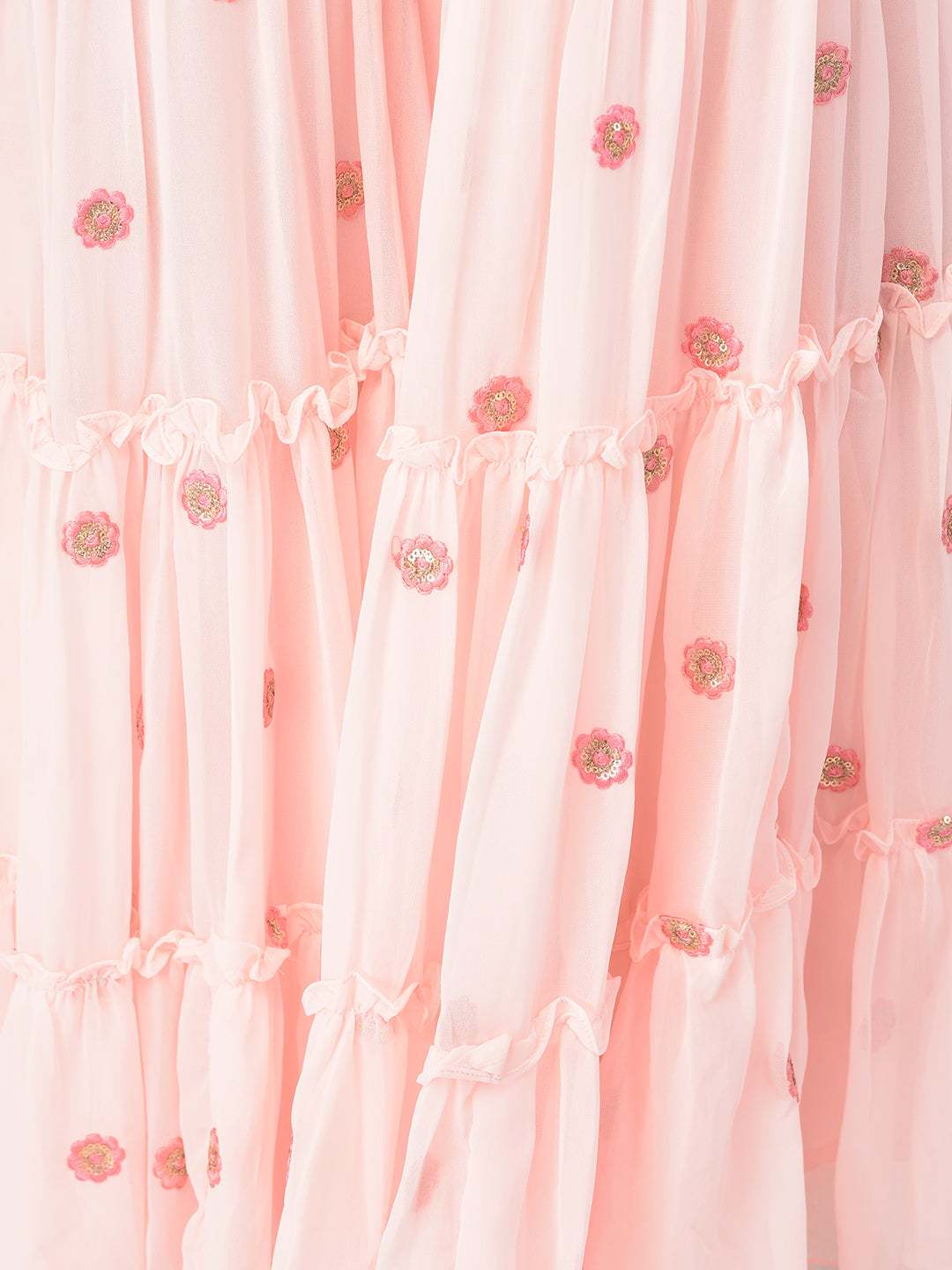 Neerus Pink georgette embroidered sharara set - detail view 2