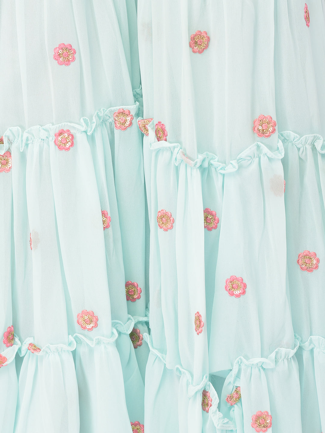 Neerus Green georgette embroidered sharara set - detail view 3