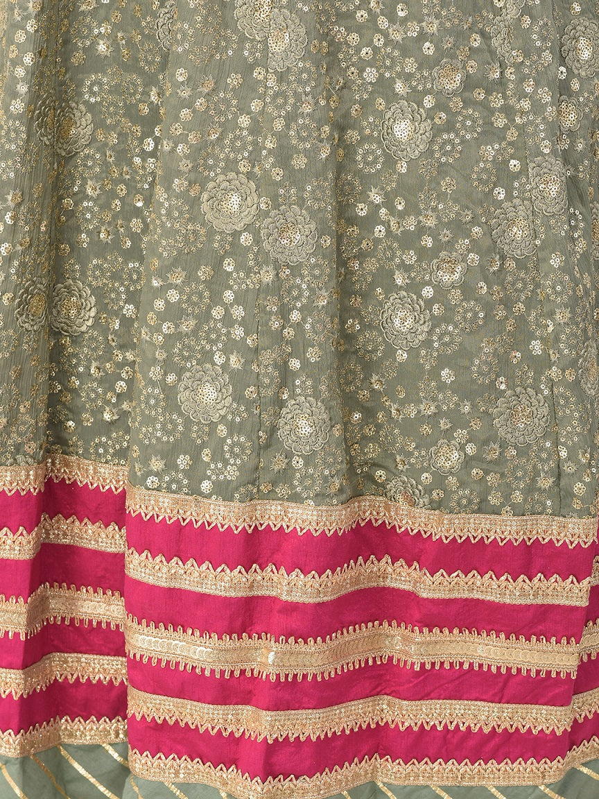 Neerus Green Color Georgette Fabric Gown