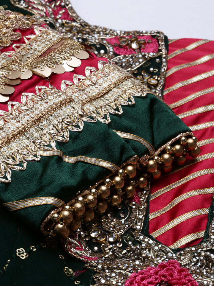 Neerus Green Georgette Gown - detail view 1