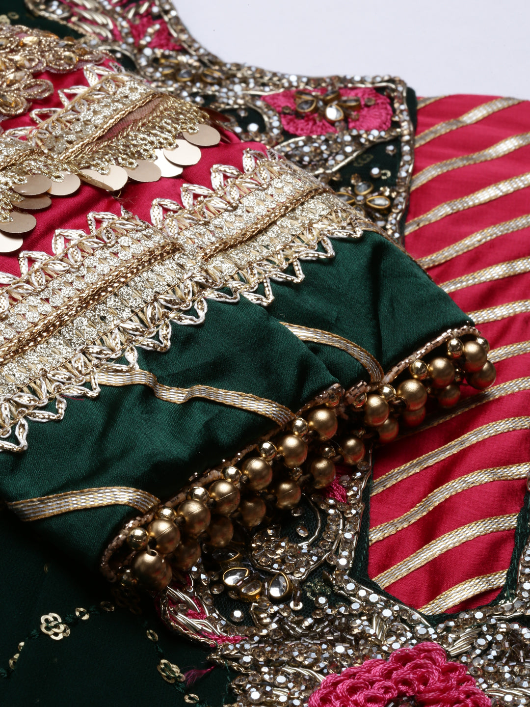 Neeru'S Bottle Green Color, Georgette Fabric Gown