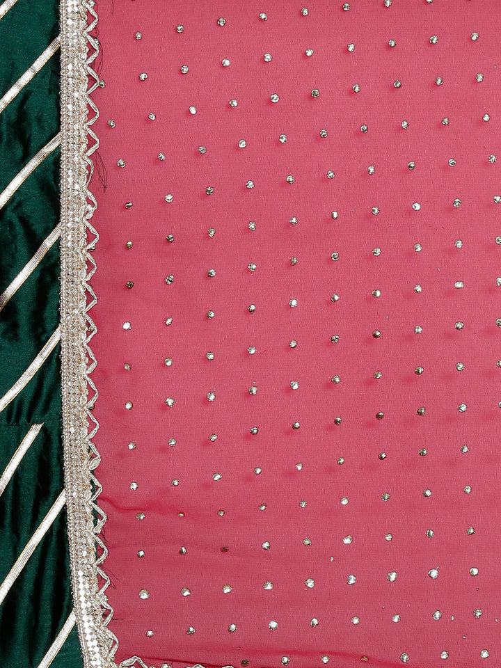 Neerus Green Georgette Gown - detail view 6