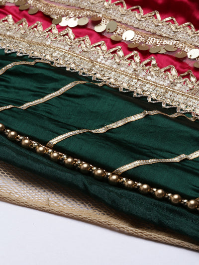 Neeru'S Bottle Green Color, Georgette Fabric Gown