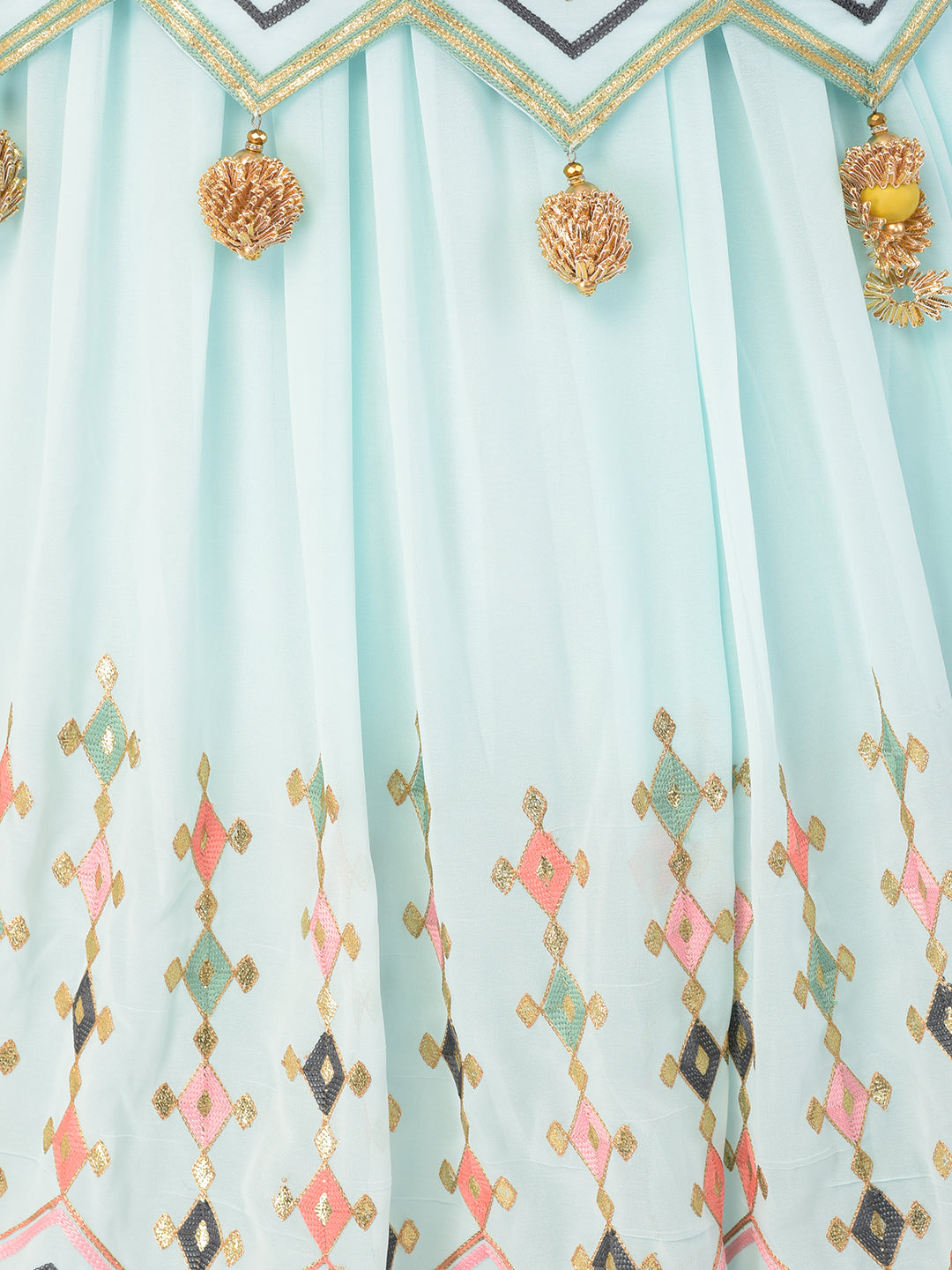 Neerus Blue Georgette Co-Ord Set Suit Skirt - detail view 3