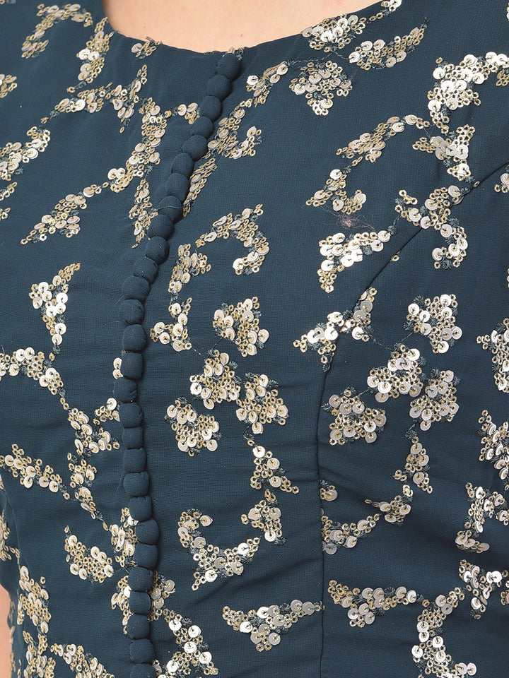 Neerus Green georgette embellished lehenga set - detail view 2