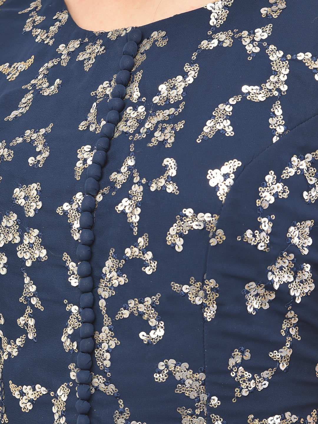 Neerus Navy Blue Color Georgette Fabric Ghagra Set