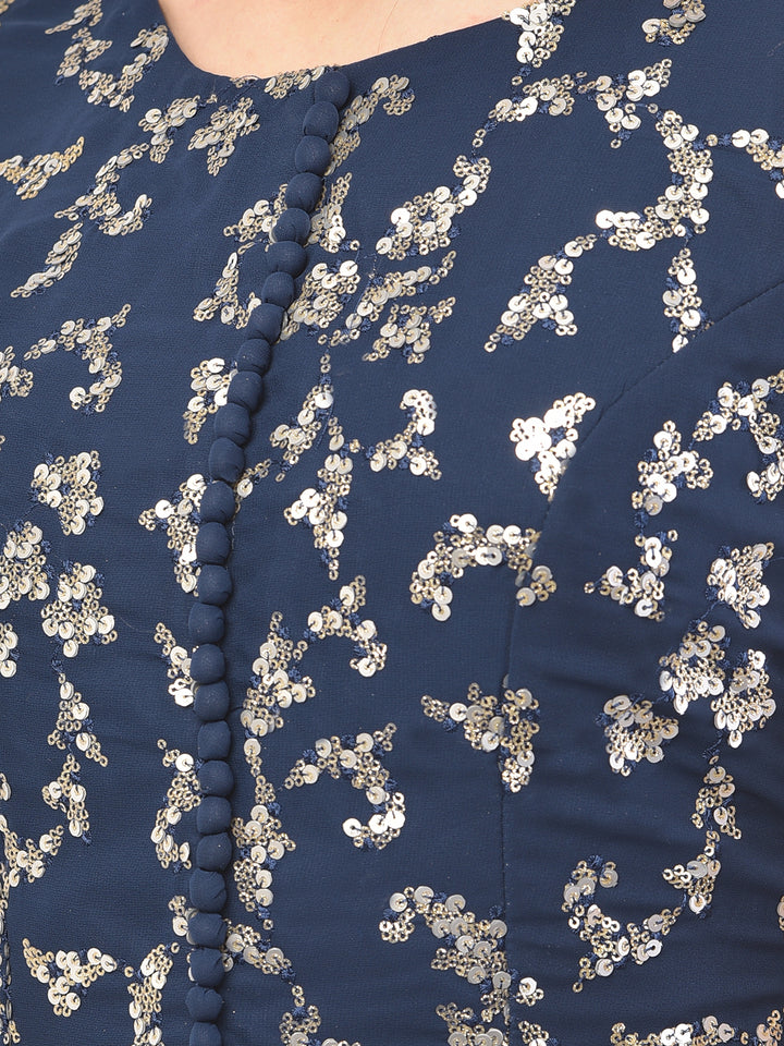 Neerus Navy Blue Color Georgette Fabric Ghagra Set