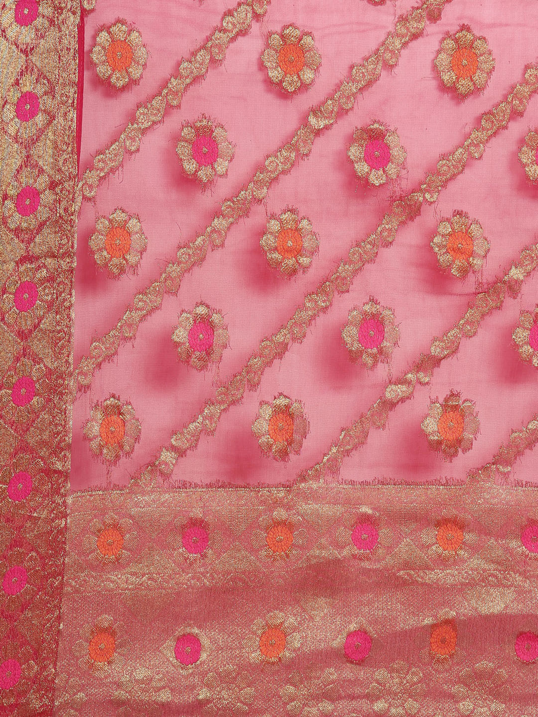 Neerus White Banarasi woven anarkali suit set - detail view 6