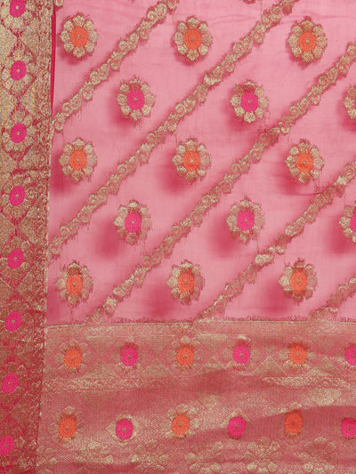 Neeru's Off White Color Banaras Fabric Suit-Anarkali