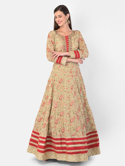 Neeru's Peach Color Georgette Fabric Gown