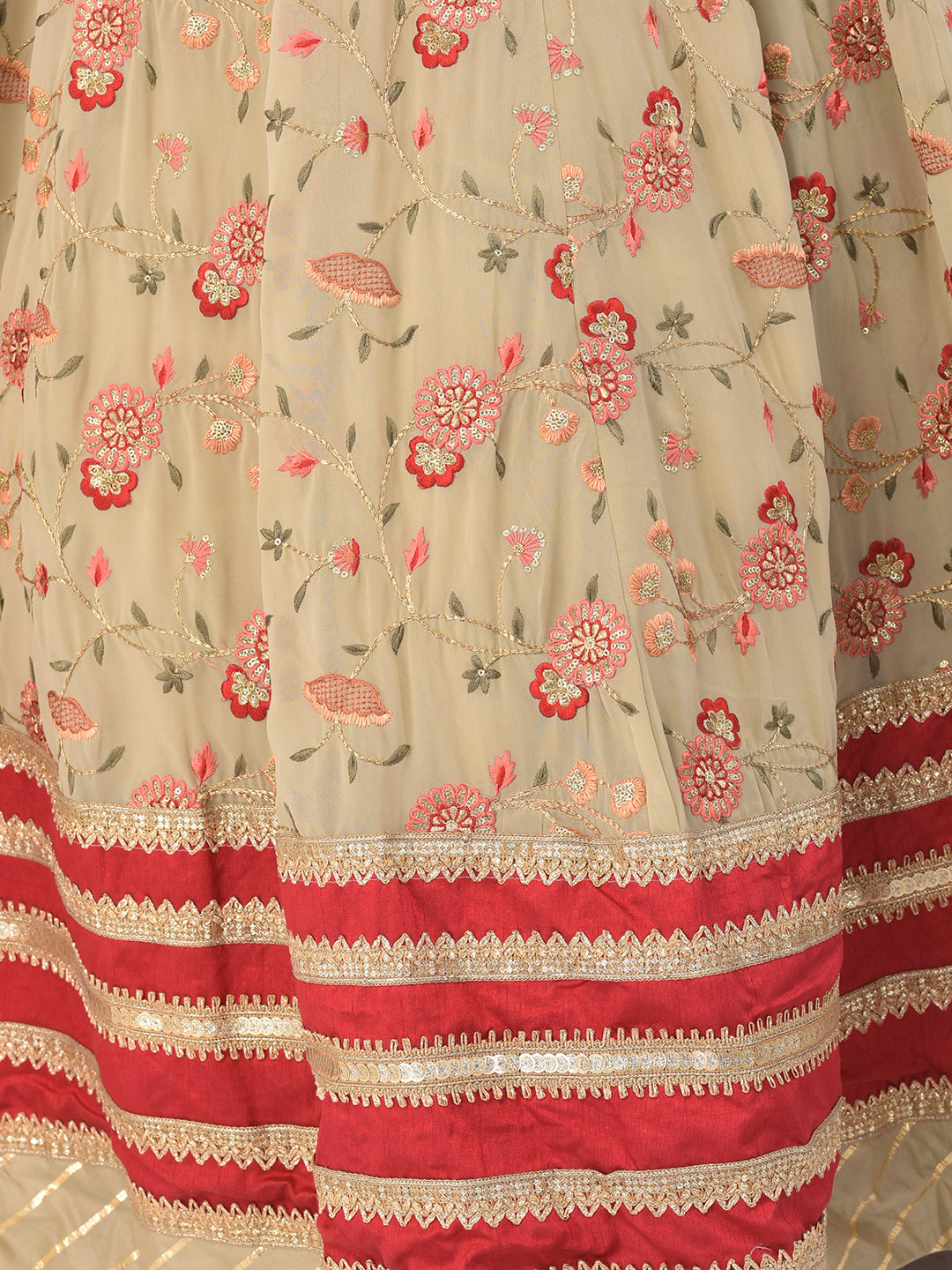 Neerus Orange georgette maxi gown - detail view 3