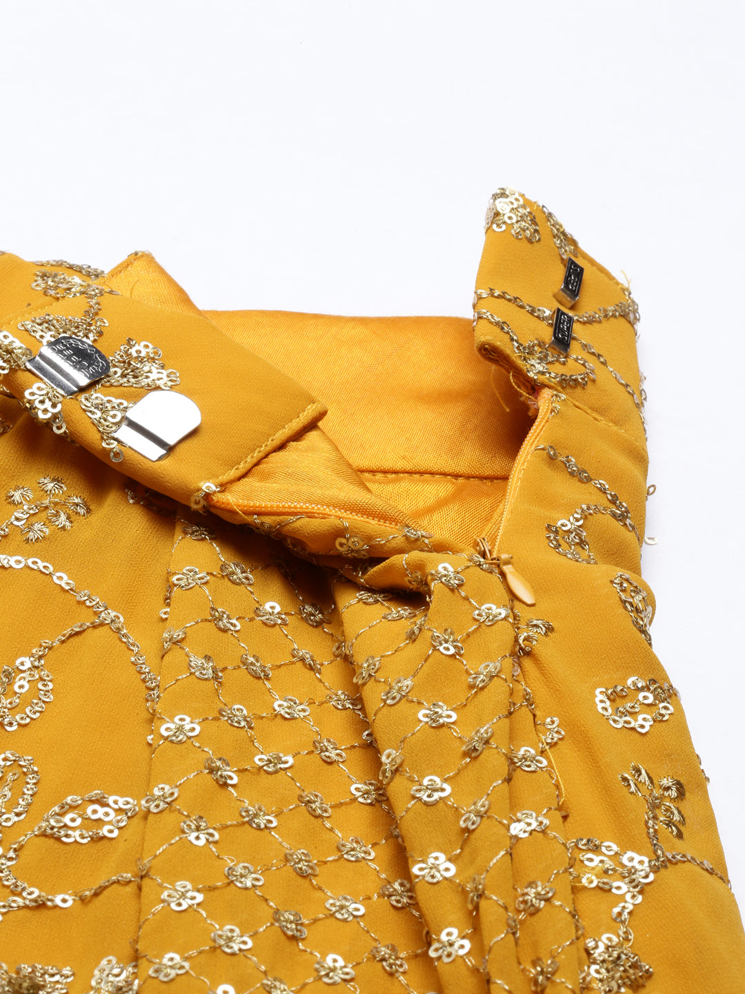 Neerus Yellow georgette embellished lehenga set - side view