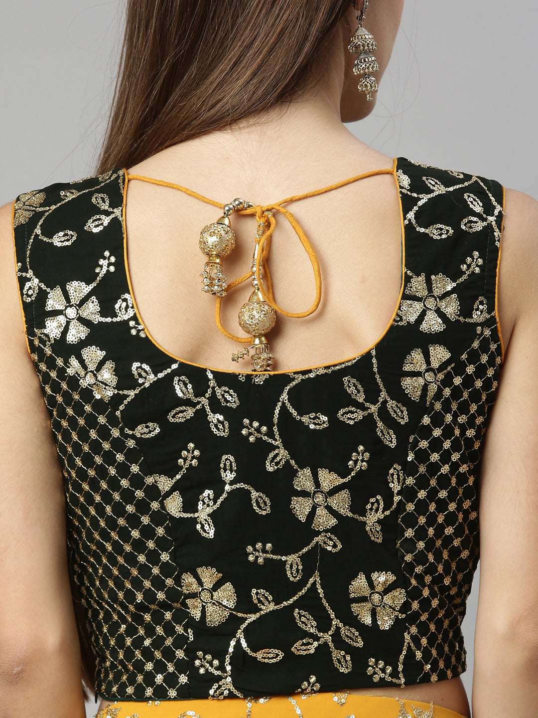 Neerus Yellow georgette embellished lehenga set - detail view 2