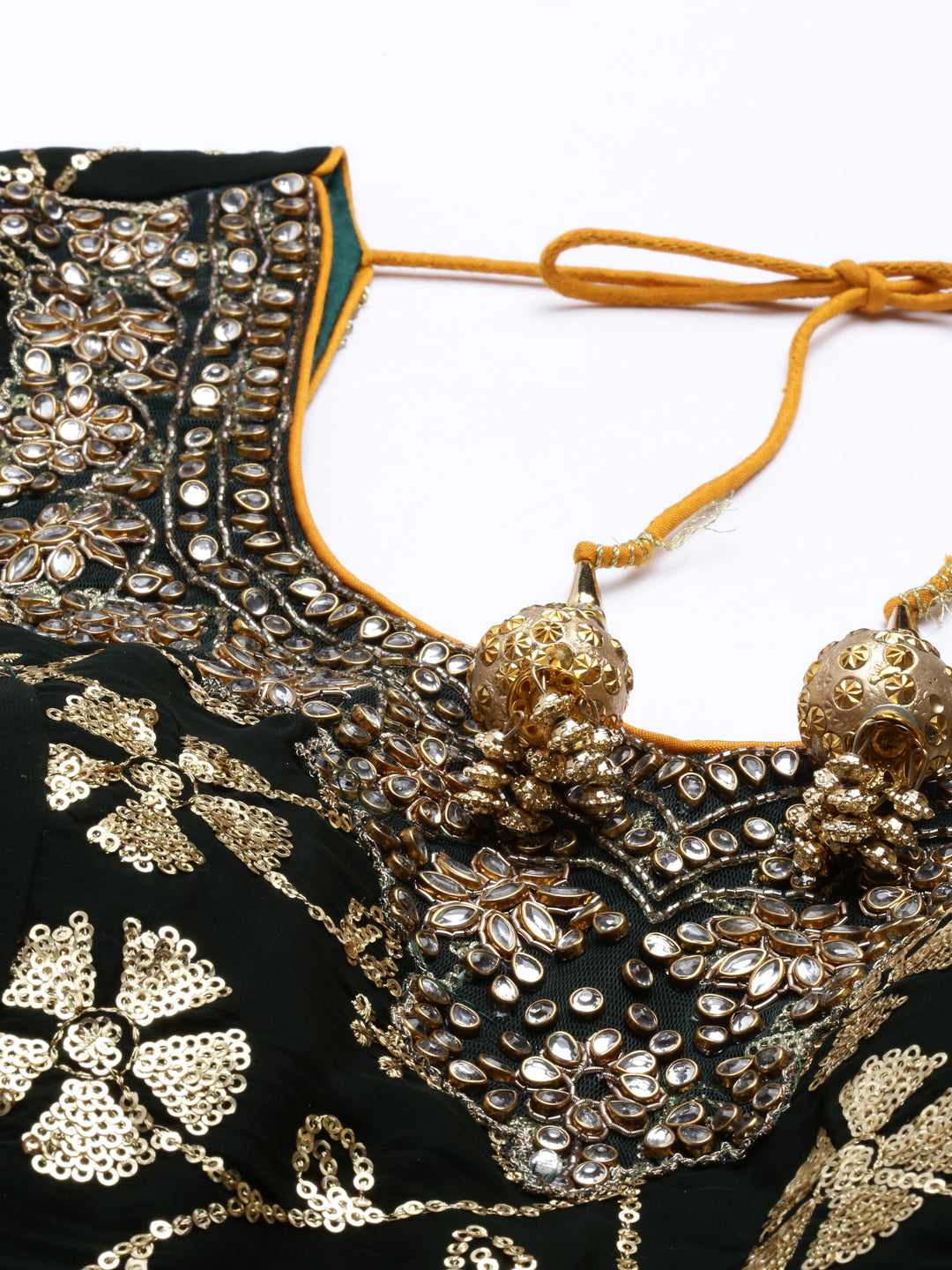 Neerus Yellow georgette embellished lehenga set - detail view 3