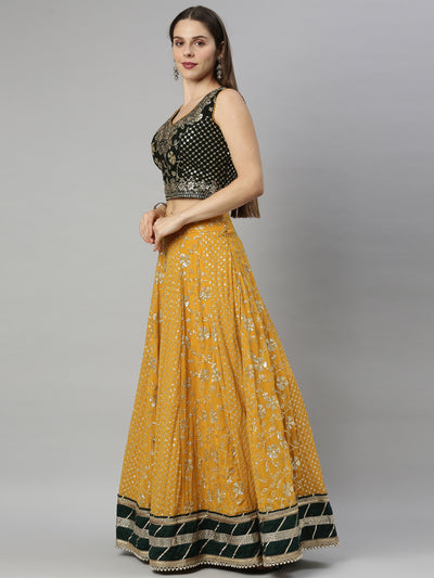 Neeru'S Yellow Color, Georgette Fabric Ghagra Set