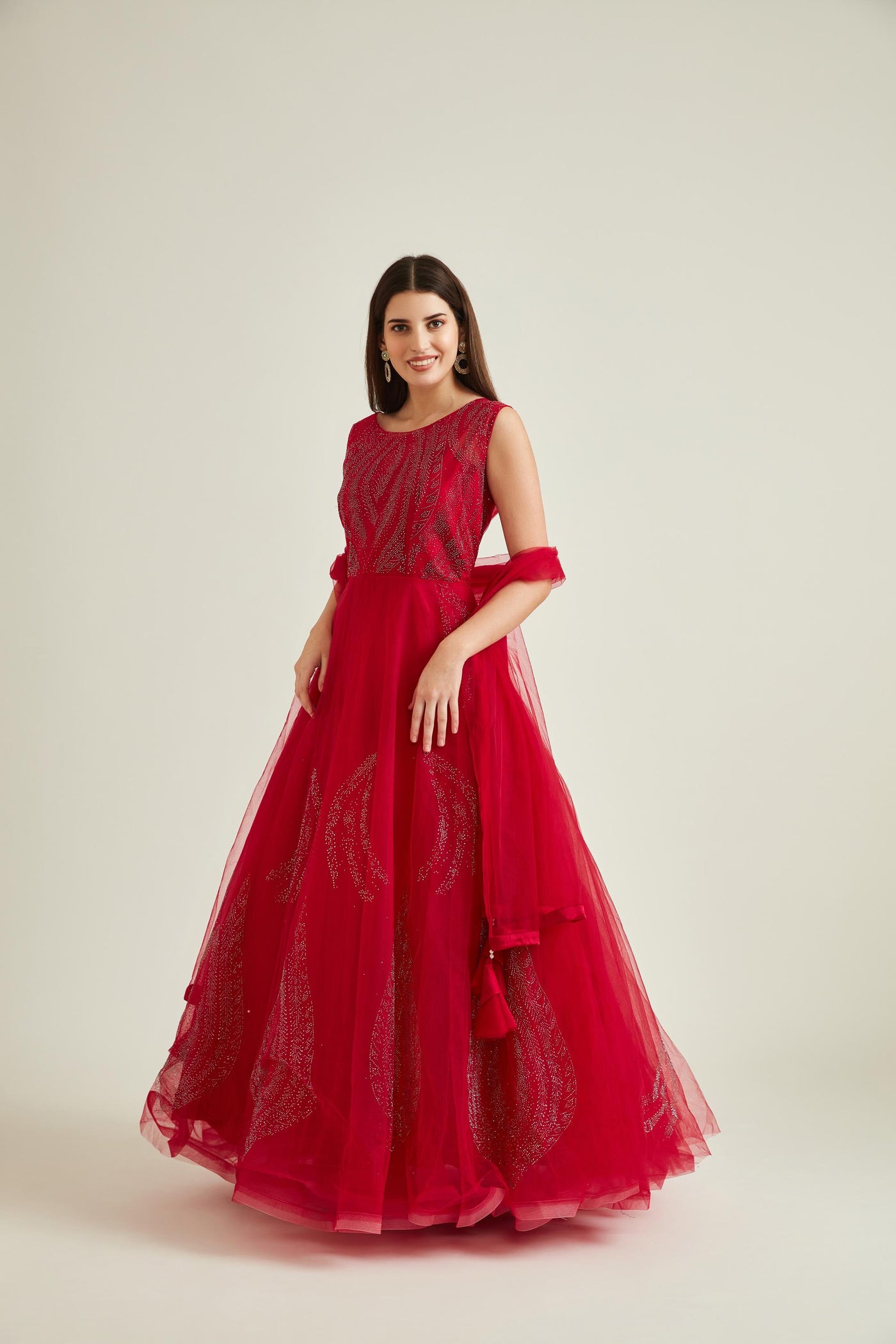 Neeru's Rani Colour Nett Fabric Gown