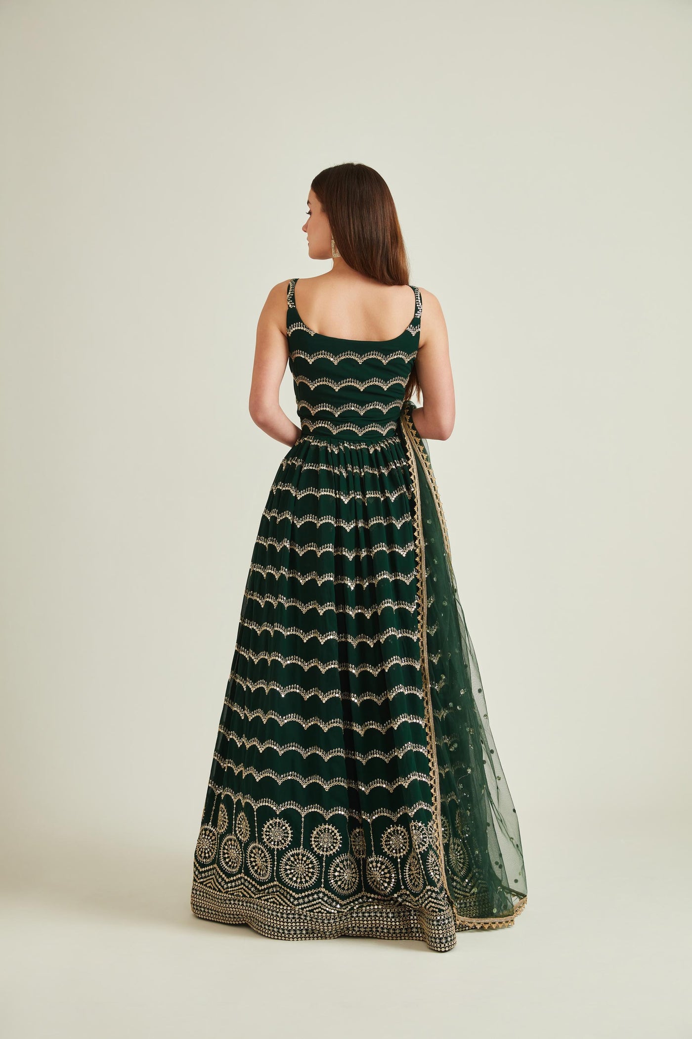 Neeru'S B GREEN Colour GEORGETTE Fabric GOWN