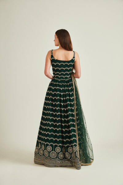 Neeru'S B GREEN Colour GEORGETTE Fabric GOWN