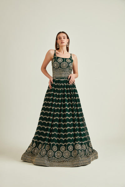 Neeru'S B GREEN Colour GEORGETTE Fabric GOWN