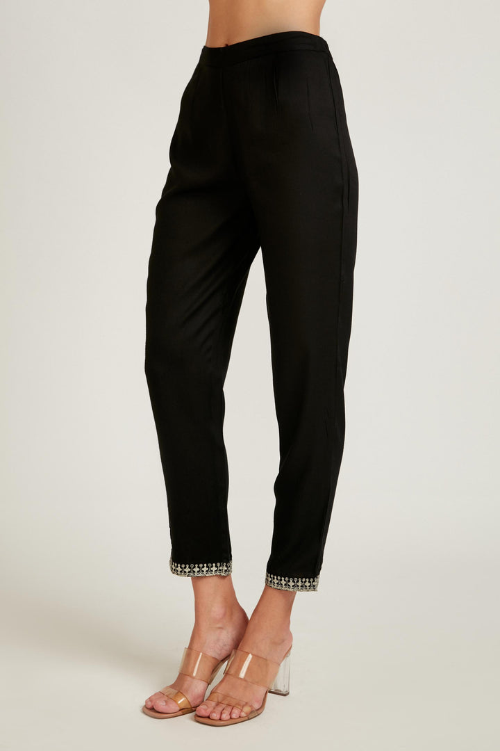 Neerus Black Color Cotton Fabric Kurta Set