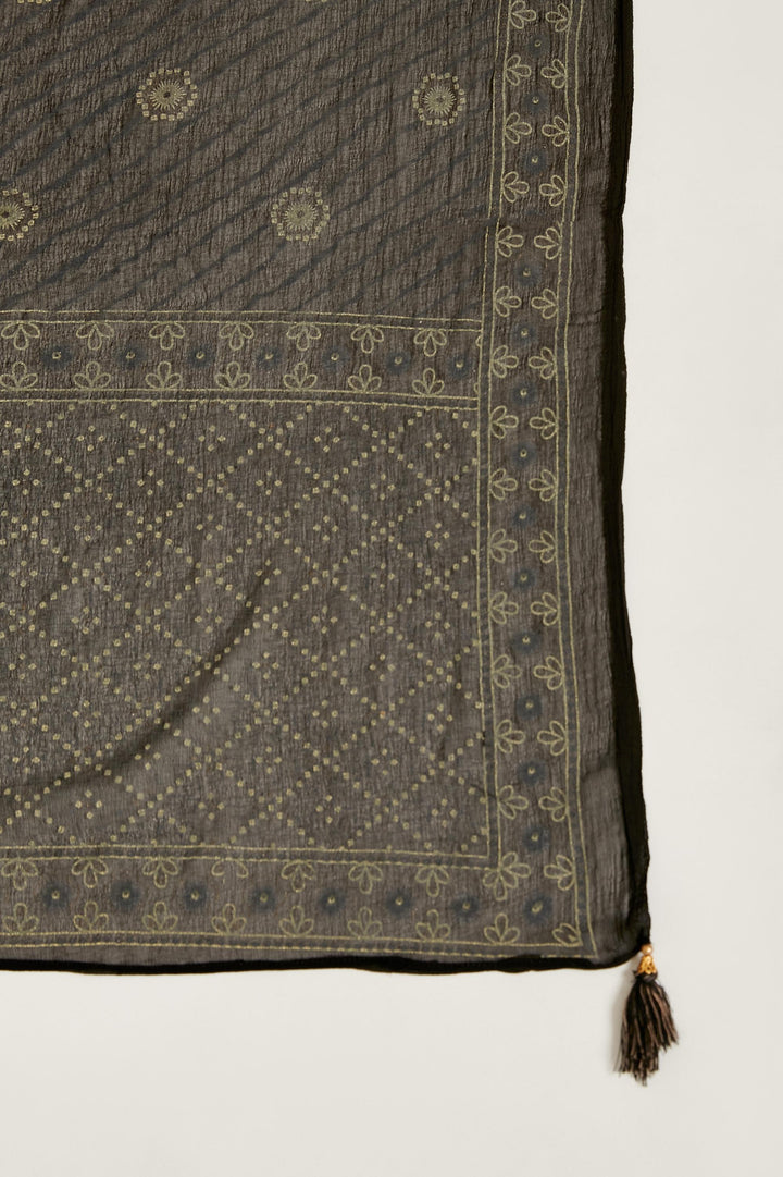 Neerus Black Color Cotton Fabric Kurta Set