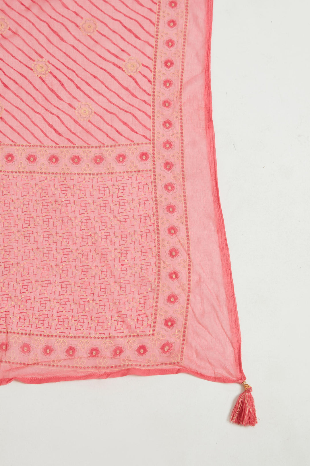 Neerus Pink cotton printed suit set - detail view 4