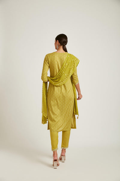 Neeru's M Green Color Cotton Fabric Kurta Set